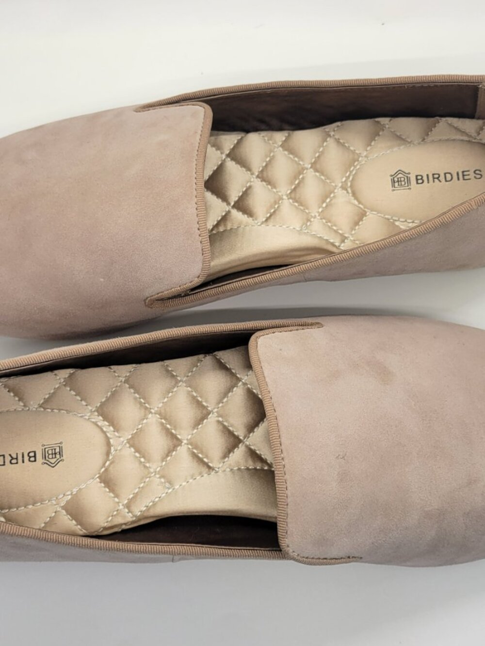 Birdies Starling Loafers Women 8.5 Latte Suede Smoking Slippers Comfort Flat Tan - Picture 5 of 15